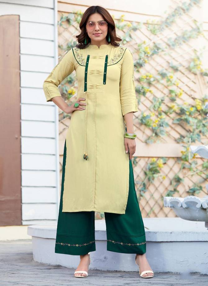 Ginni New Designer Rayon With Embriodery Work Kurti With Bottom Collection 1001-1007
